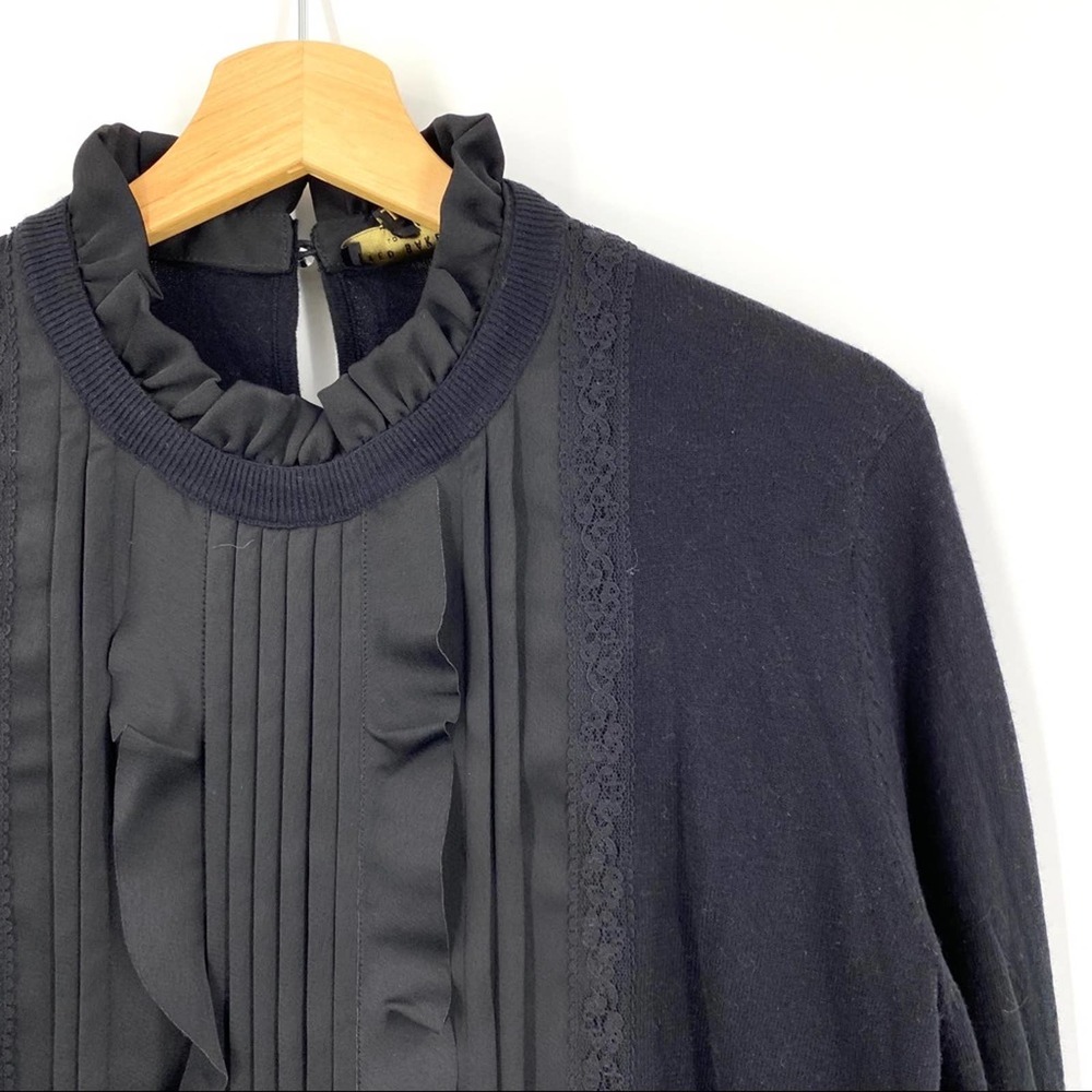 Ted Baker Paygeei Ruffle Lace Pullover Sweater sz 4/L - Picture 9 of 12